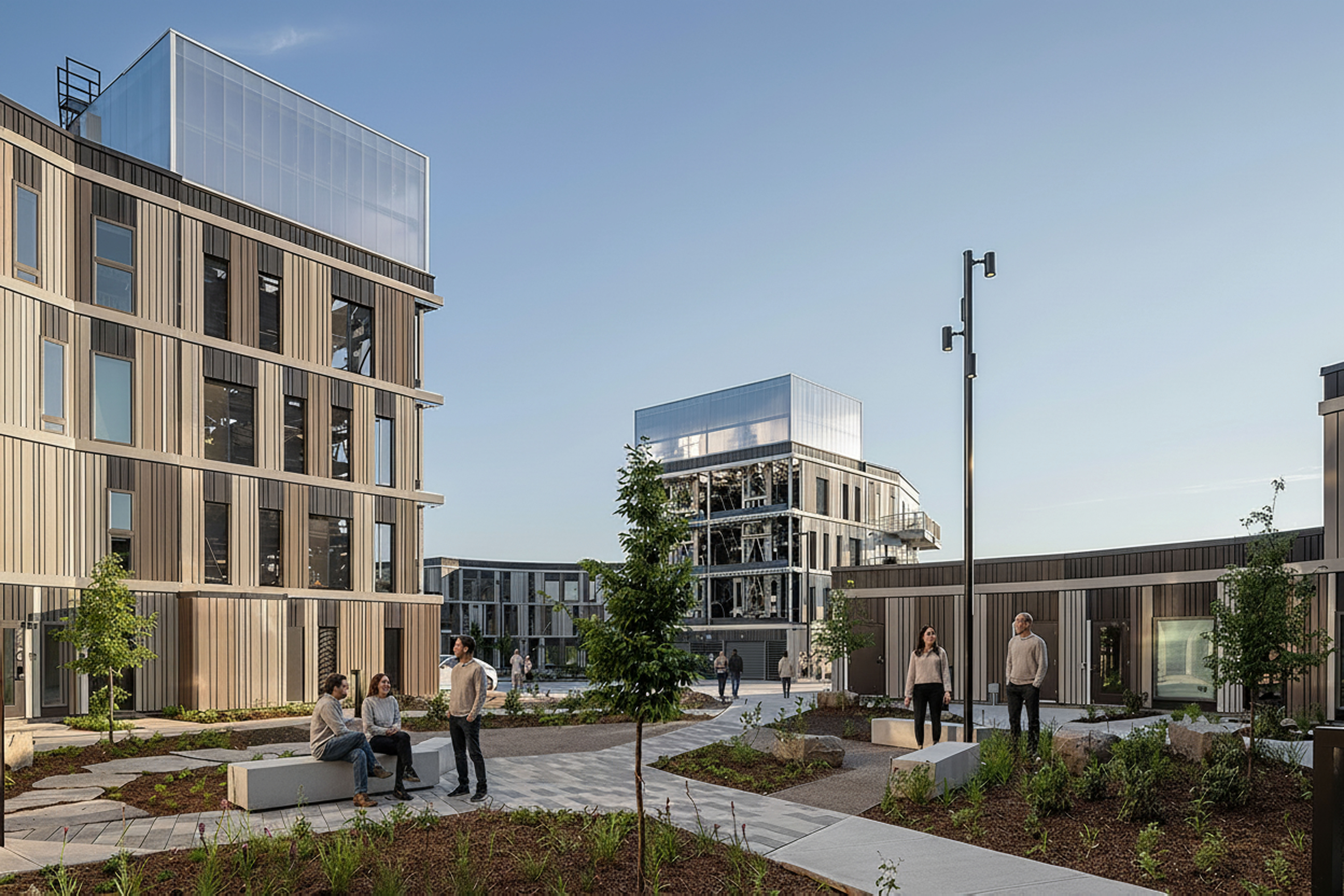 The EVE Park courtyard, where residents gather and live surrounded by greenery.